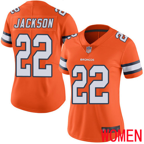 Women Denver Broncos #22 Kareem Jackson Limited Orange Rush Vapor Untouchable Football NFL Jersey